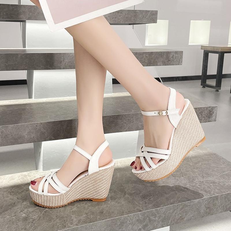 

Dress Shoes Wedge Sandals For Women 2022 Fashion Platform Sandal Designer Open Toe Ladies Comfortable Summer Footwear Sandalias MujerDress, Black