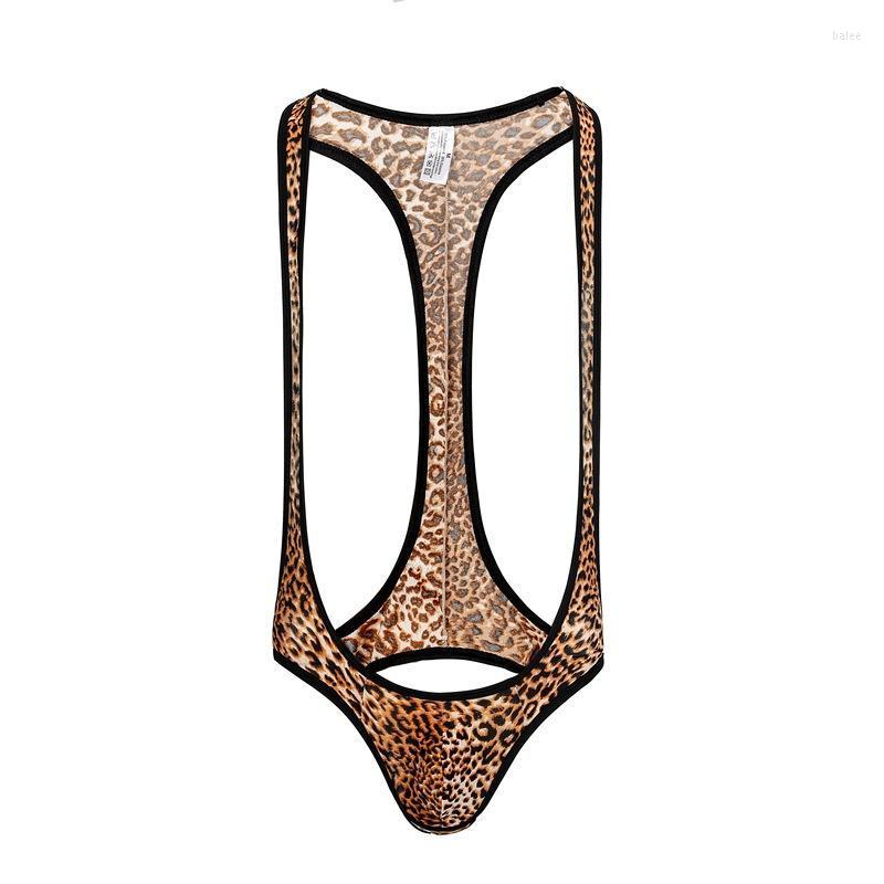 

Men's Body Shapers Man Jumpsuit Wresting Shapper Sexy Men Onesies Leopard Pajamas Mesh Breathable BodysuitMen's