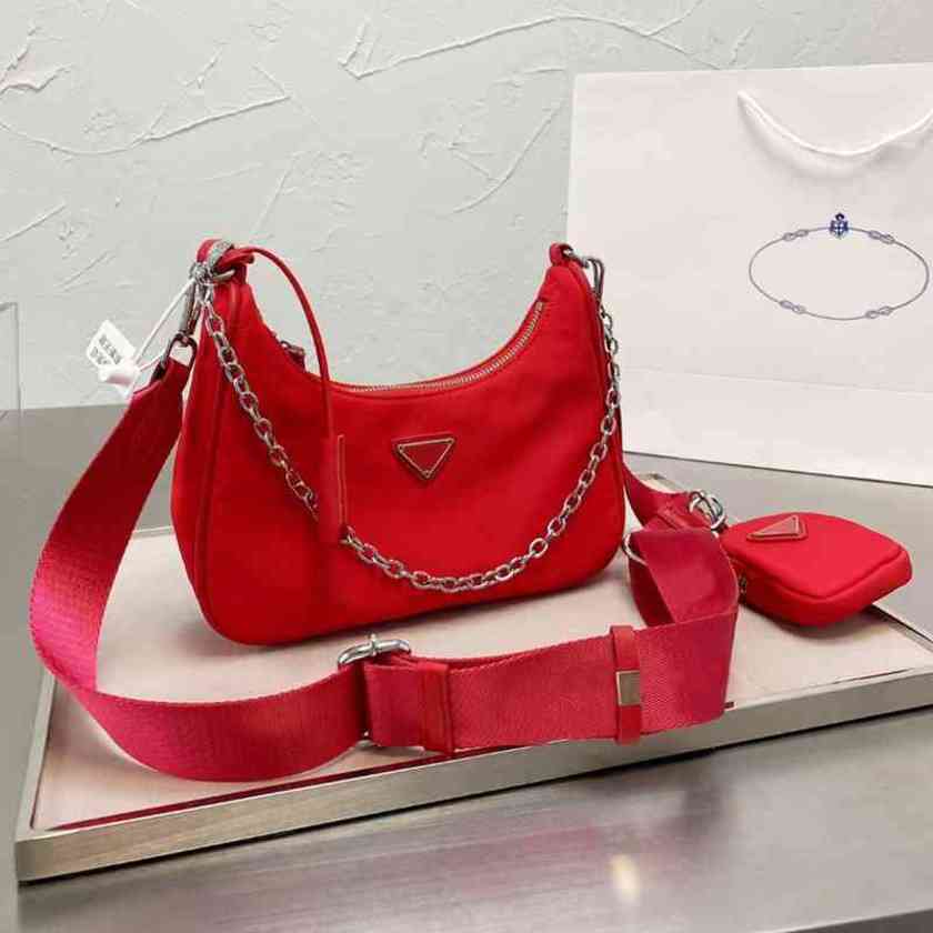 

20% off sitewide 2022 Top Design Luxury Bags family three in one women's messenger nylon versatile armpit bag, Red