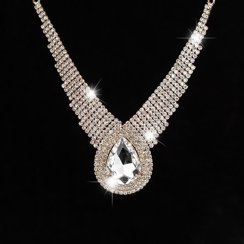 

Pendant Necklaces Fashion Personality Sexy Selling Dinner Super Large Drop Sparkling Full Rhinestone Crystal Necklace For Women Female #N005