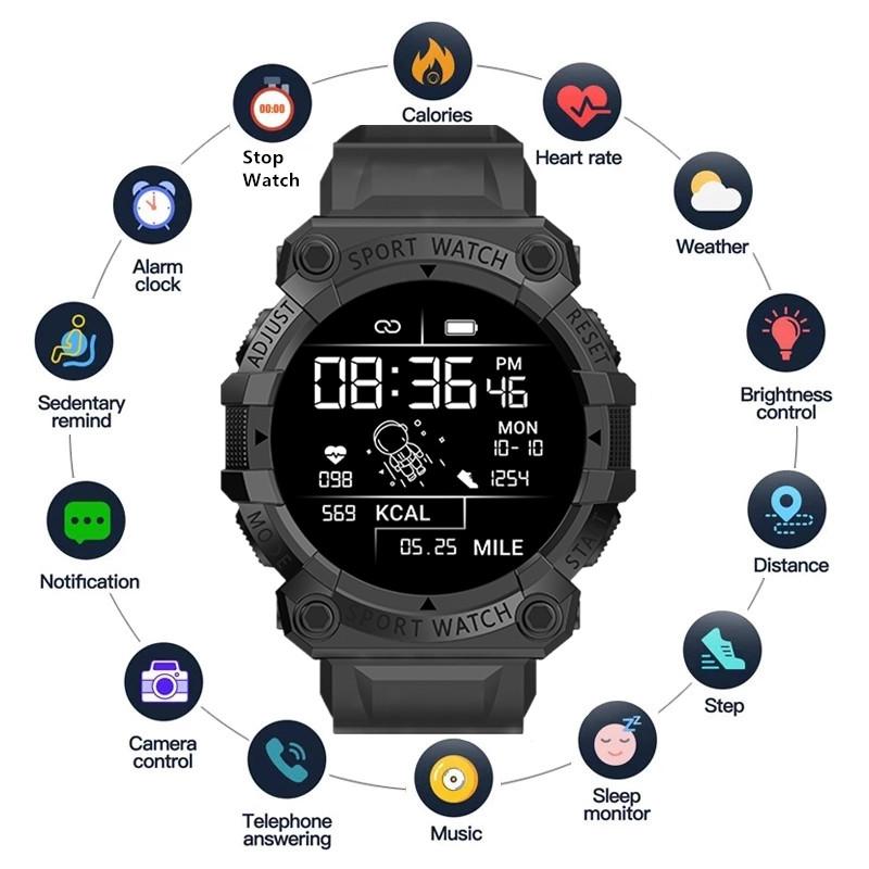 

Wristwatches FD68S Smart Watches Men Women Bluetooth Smartwatch Touch Bracelet Fitness Connected For IOS Android, Red