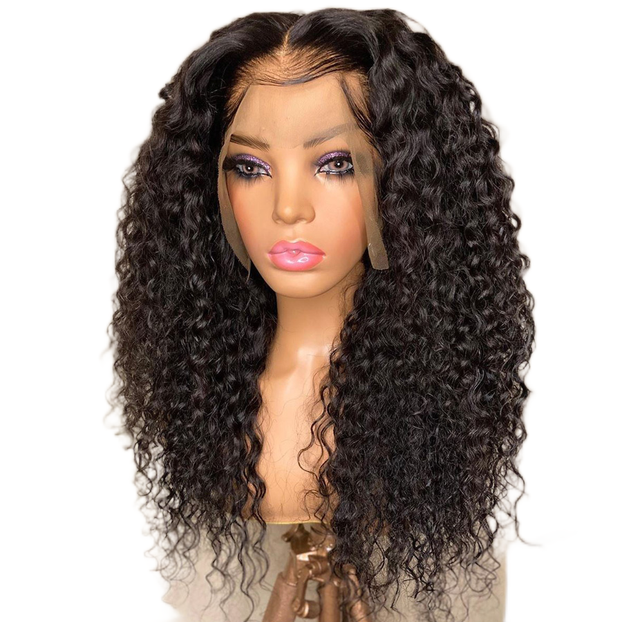 

26Inch 180%Density Natural Black Long Pre Plucked Brazilian Soft Curly Glueless Lace Front Wig For Black Women With Baby Hair Comfortable and Breathable