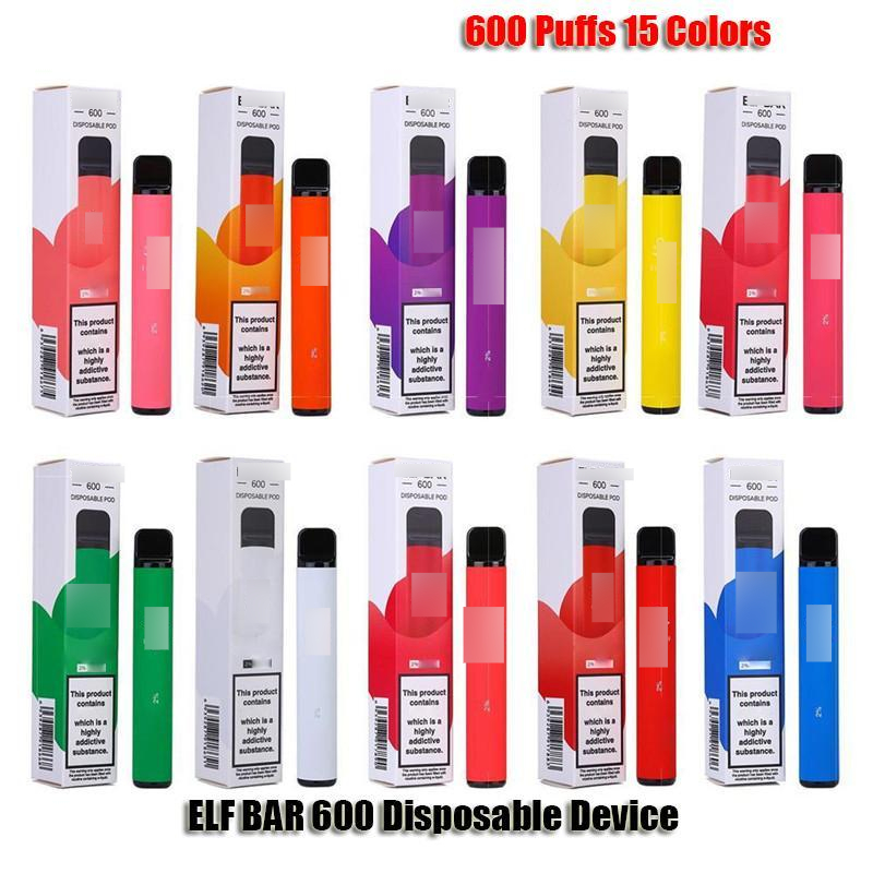

600 Disposable E Cigarettes Device Pod Kit 600Puff 550mAh Battery 2ml Prefilled Cartridges Vape Pen
