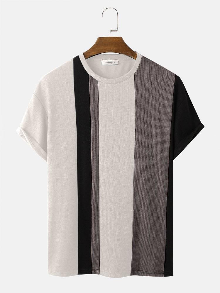 

Men' T-Shirts CharmkpR Casual Simple Tops Men Knitted Contrasting Color Camiseta Streetweat Stylish Stitching Short Sleeve -2XLMen, Royal blue