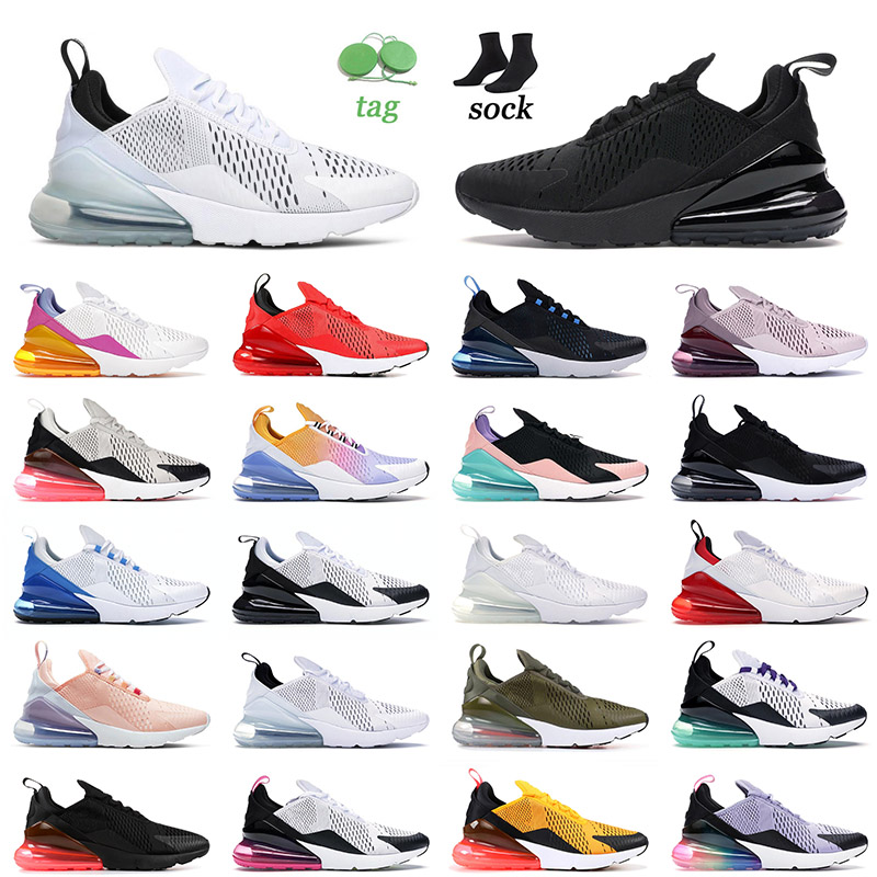 

2022 Top Quality 270 Mens Women Running Shoes Triple Black White Barely Rose University Gold Tiger 270s Medium Olive Trainers Sneakers 36-45, A25 classic green 36-45