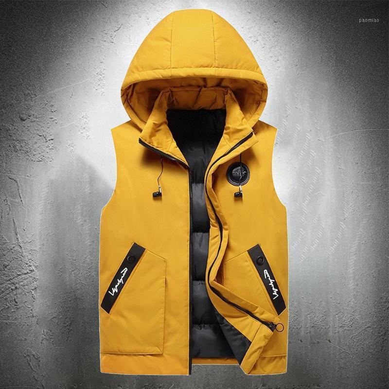 

Men's Vests Fashion Clothing Vest Jacket Men Cotton Padded Coat Waistcoat Fall Sleeveless Autumn Casual Clothes Male, Black