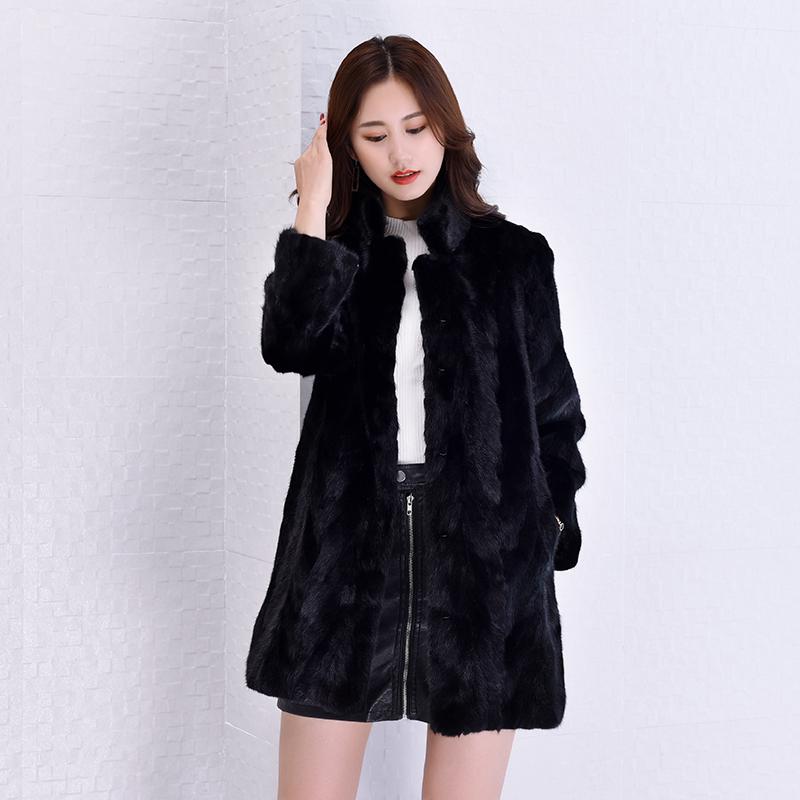 

Women' Fur & Faux Fashion Winter Pieces Of Long Female Luxury Genuine CoatWomen' Women'sWomen, Black