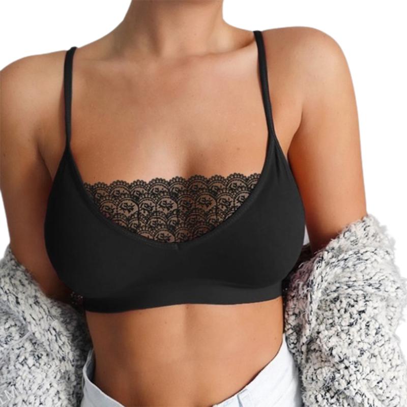 

Camisoles & Tanks Lace Bralette Push Up Bras For Women Sexy Lingerie Corset Camis Wirefree Sheer Tube Tops Brassiere Sport Underwear Camisol, Black