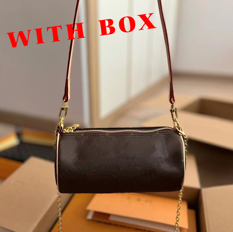 

Designer cylindrical bag women's New Fashion Shoulder Bag Leather luxury handbag cosmetic bag with box, Other