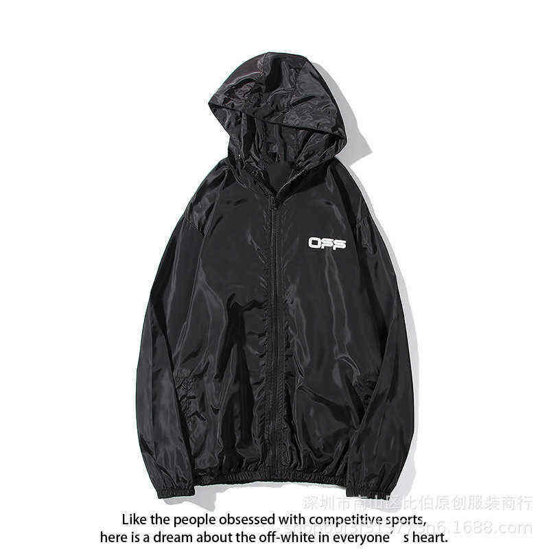 

Factory Online Export Trendy Sweater Summer Off Clothes Ow Youth Leisure Large Windbreaker Men and Women Loose Light, Black