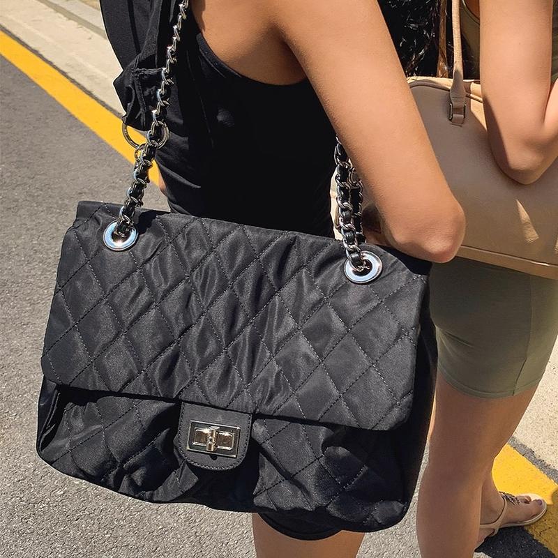 

Evening Bags Casual Nylon Lingge Large Capacity Tote Women Shoulder Designer Hobos Handbags Quilted Crossbody Bag Big Shopper 2022, Black small