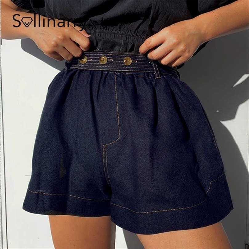 

BeAvant Casual streetwear high waist shorts women Solid summer High Street style ladies shorts female Loose spring belt bottoms 210709, Black