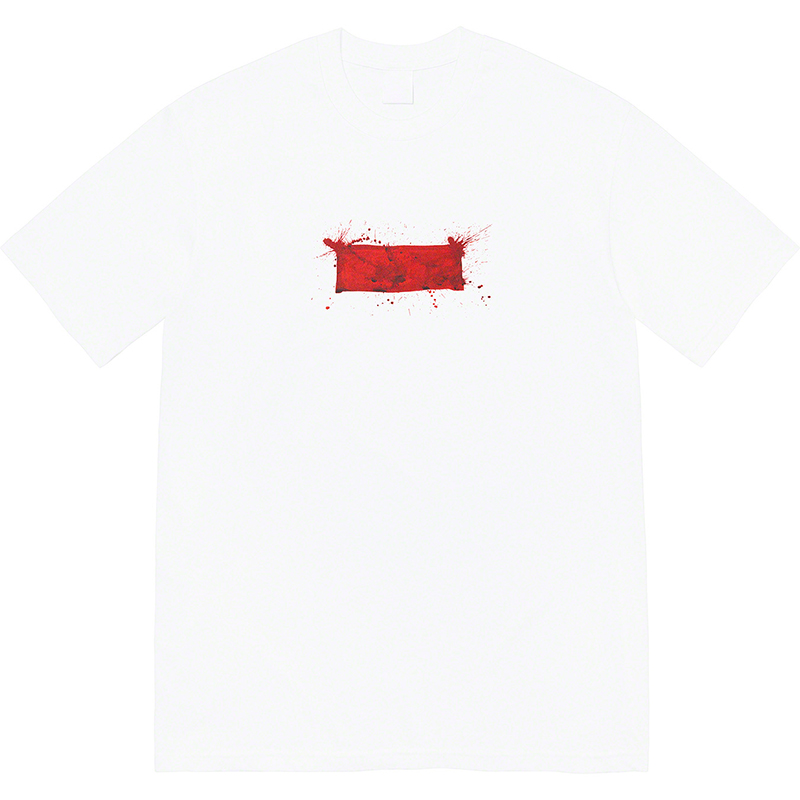 

22SS New Limited Blood Stain Box Letter Printed Tee America Summer Simple Solid Color Short Sleeve Fashion Casual Breathable Men Women Street T-shirts TJAMTX1, Black