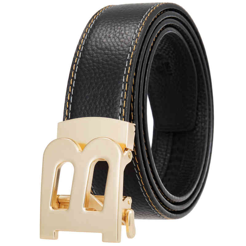 

Personalized men's automatic buckle leather belt business head ly36-24978-5, Black