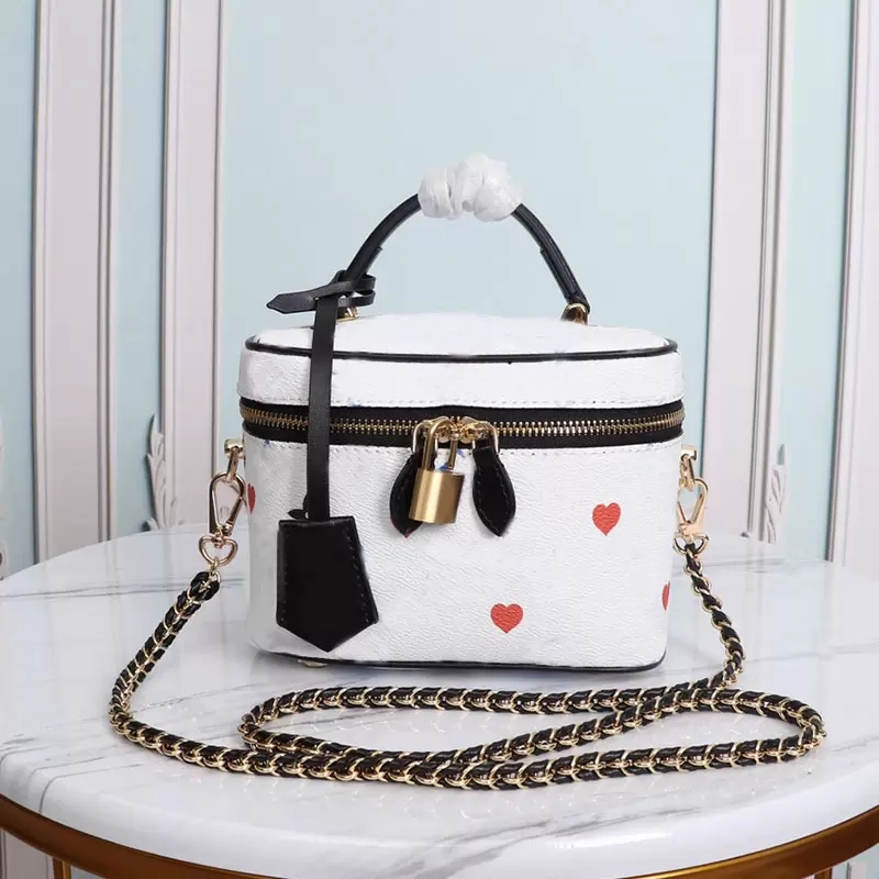 

Women Handbags Genuine Leather Cosmetic Bag Crossbody Shoulder bag Chain Leather Patchwork Shoulder Strap Makeup Bags Tolitery Cosmetic Case