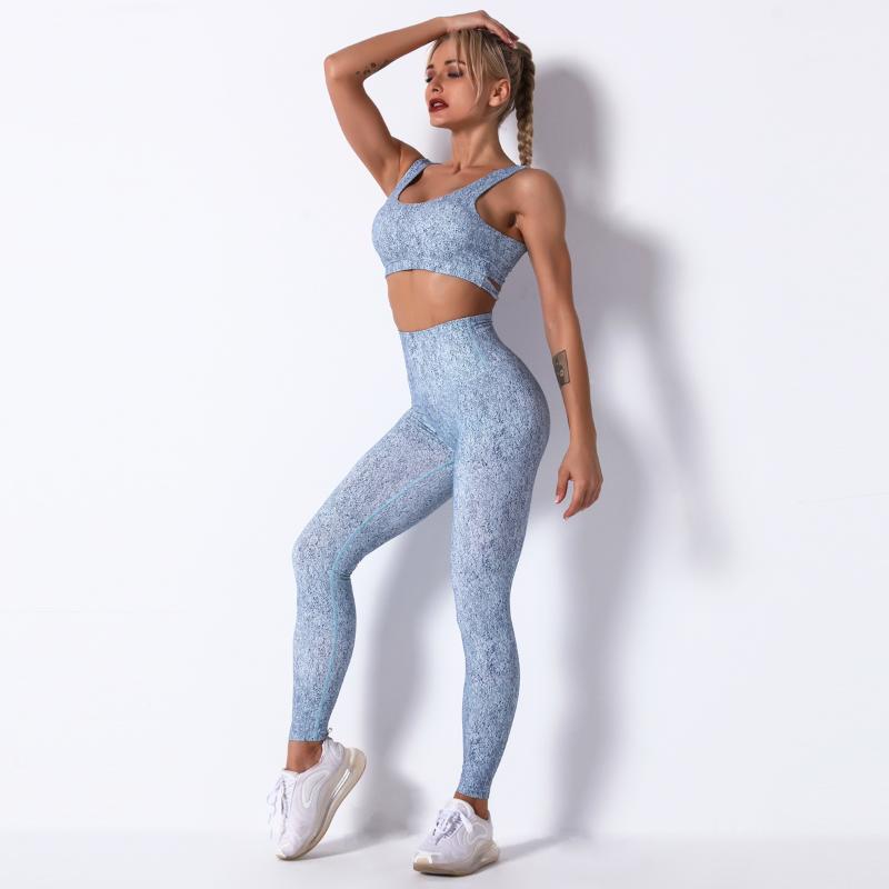 

Yoga Outfit Set Women Sports Fitness Athletic Sets Floral Print Fashion Sport Suit Bra And Long Leggings Female Two Piece SetsYoga, Black-bra