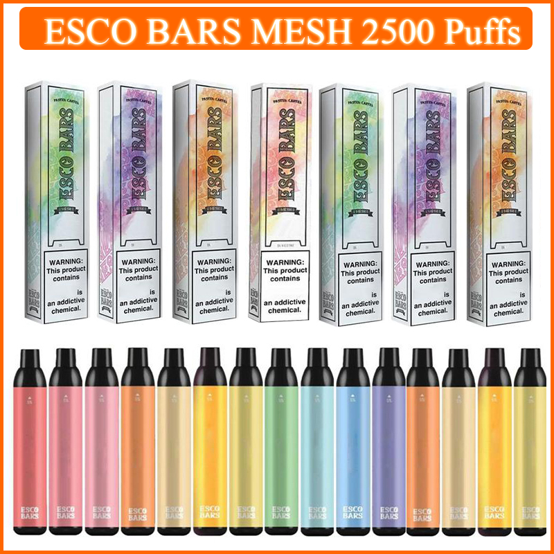 

ESCO BAR 2500 Disposable E Cigarettes Device Kit 2500 Puffs 1000mAh Battery 8ml Prefilled Mesh Coil Cartridge Pod Vape Pen Fast Ship