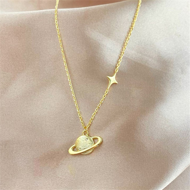 luxe 925 bijoux en argent sterling femme étoile planète collier 5A zircone collier en or designer colliers chaîne tour de cou pour femmes adolesc