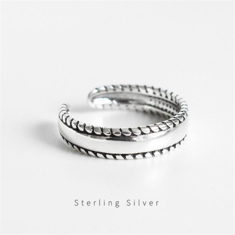 

Fashion Personality Middle Glossy Retro Female Silver Plated Jewelry Simple On Both Sides Twist Rings R146 220716