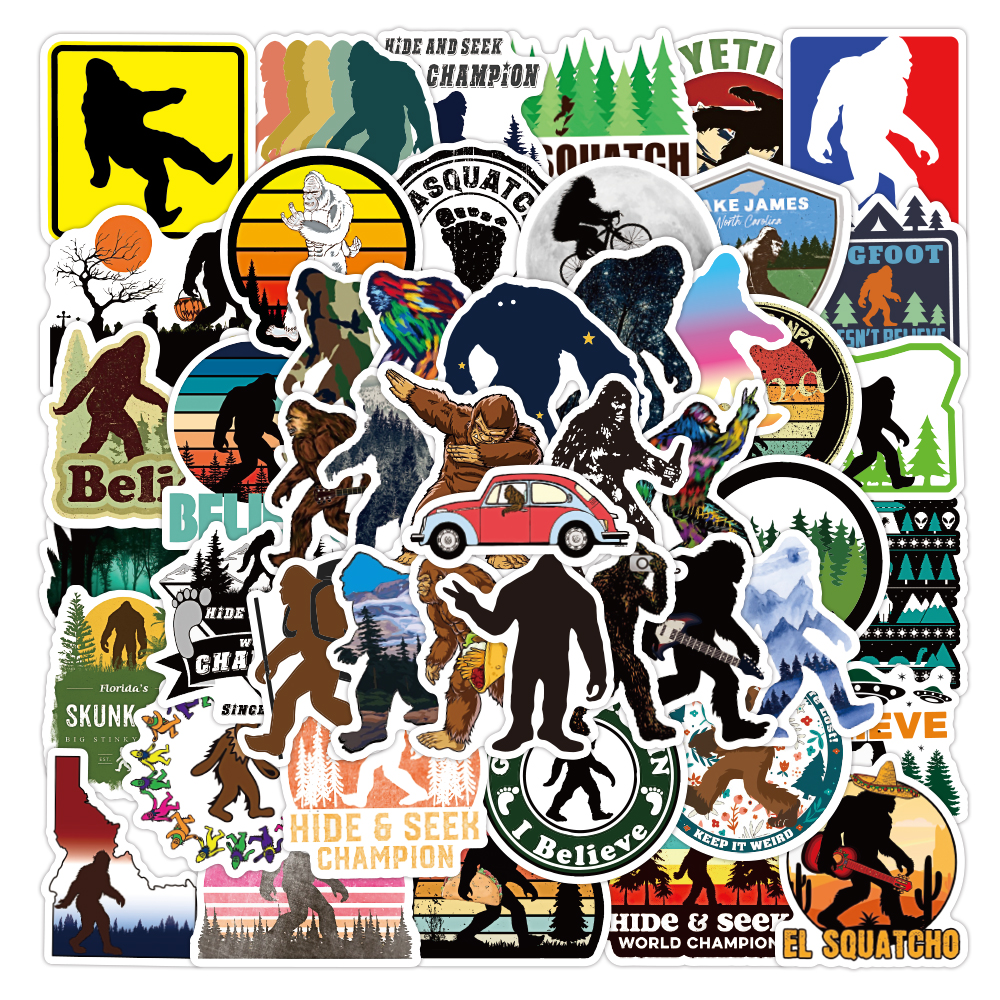 

50Pcs Bigfoot Savage Outdoor Sasquatch Graffiti Stickers Pack For Notebooks Laptop Craft Supplies Scrapbooking Material Car Decals, Cartoon