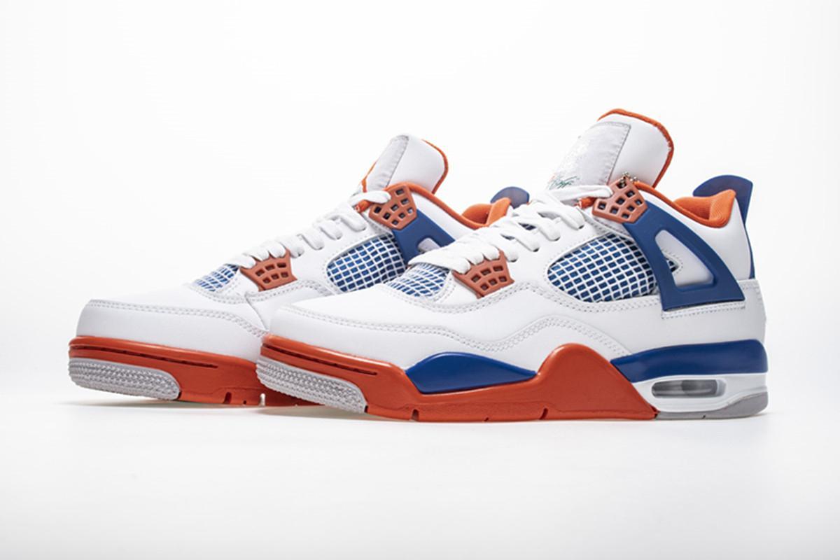 

Shoes Designer Jumpman 4 Retro Knicks Mens Basketball White Blue Orange Outdoor Sneakers Sports Original Fast Delivery