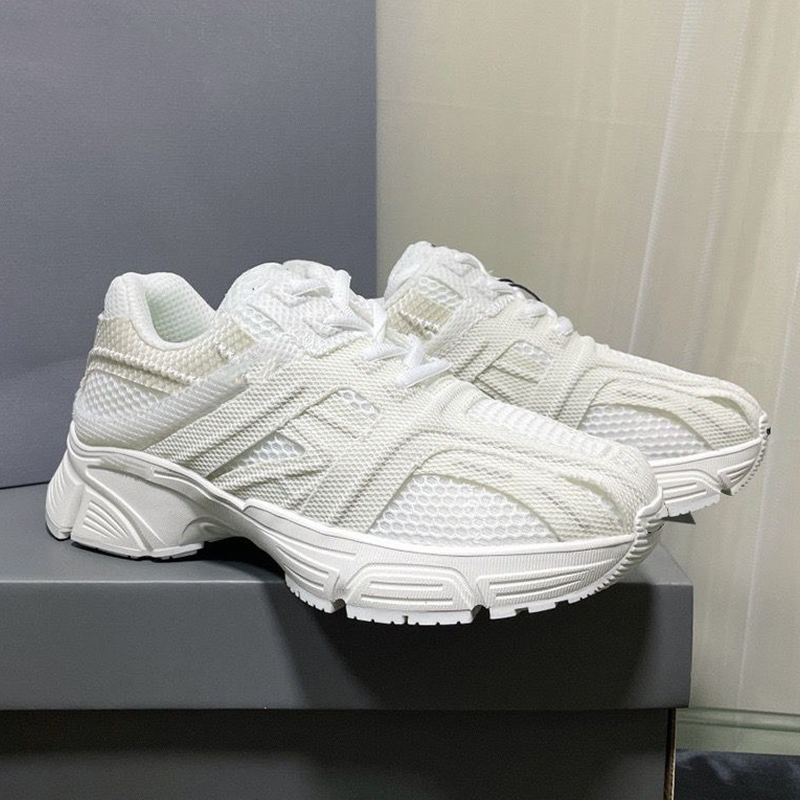 

Couple Paris 8.0 Triple White Black Casual Shoes Embroidery Plain Fabric Mesh Comfortable Lightweight Breathable Phantom Dad Washed Sneakers