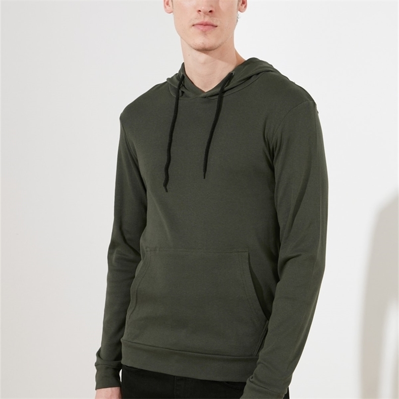 

Trendyol Men 'S Long-Sleeved Hooded T-Shirt TMNAW21TS0228 220407, Anthracite