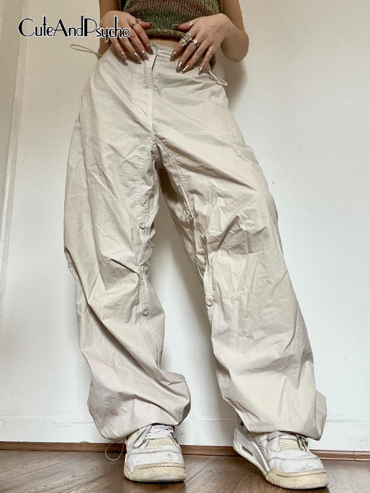 

Cuteandpsycho Oversized Solid Joggers Tech Pants High Waist Streetwear Fashion Brown Baggy Trousers Y2K Casual Vintage Clothes 220716, Black
