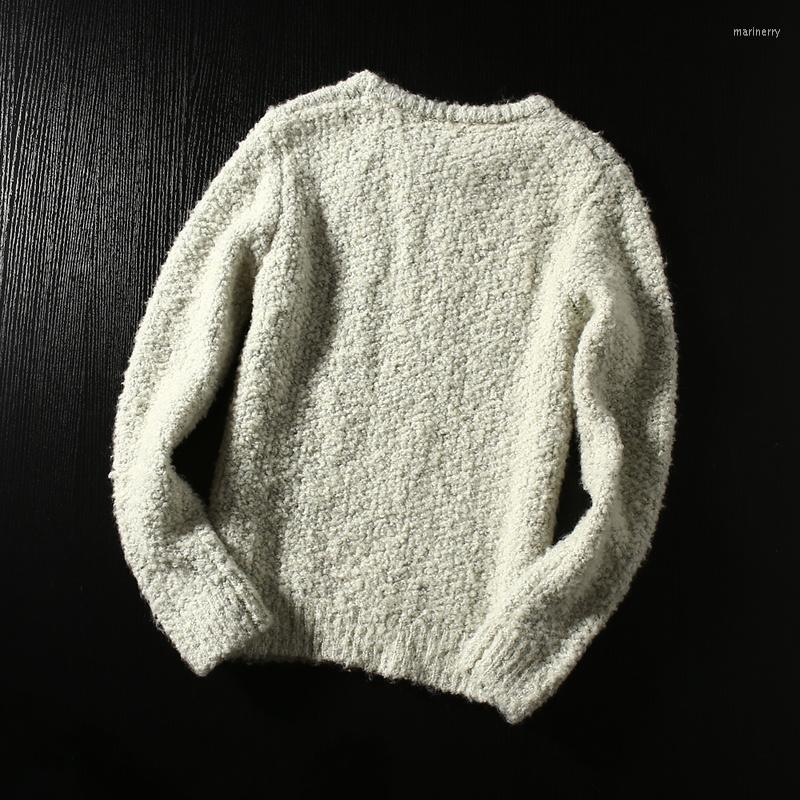 

Men' Sweaters Wool Men Blend Knitting Tops Winter Thick Slim O-Neck Solid Color Casual Fashion Preppy Full Sleeve Pullover SweaterMen' Mar, As photos