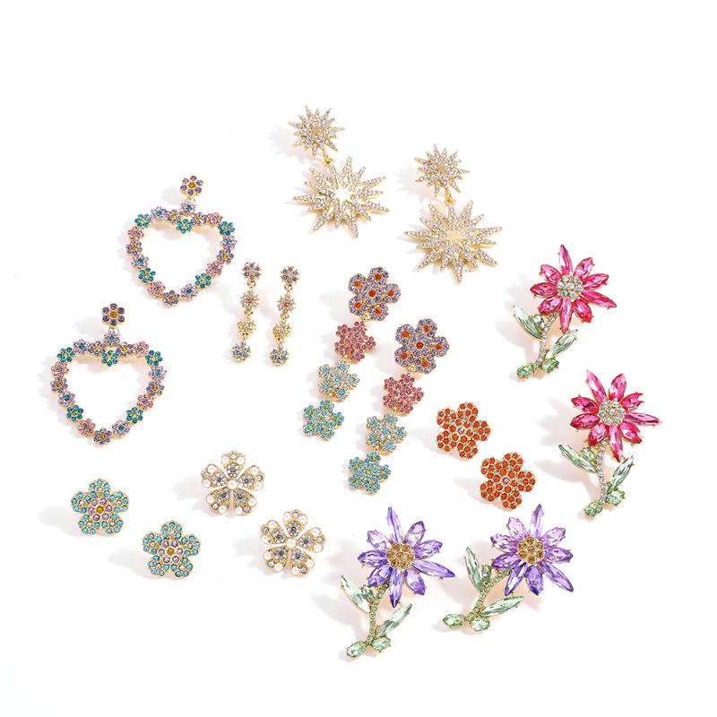 

Dangle & Chandelier Fashion Jewelry Statement Colorful CZ Snowflake Long Tassel Earrings Luxury Crystal Heart Flower For Women GiftsDangle