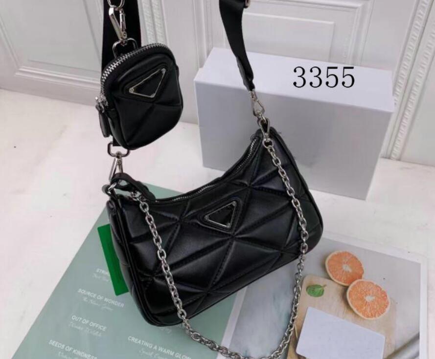 

designer Re-edition Crossbody bag women luxury 2pcs/set shoulder bags fashion leather Chest pack lady Tote chains handbags purse messenge, Green