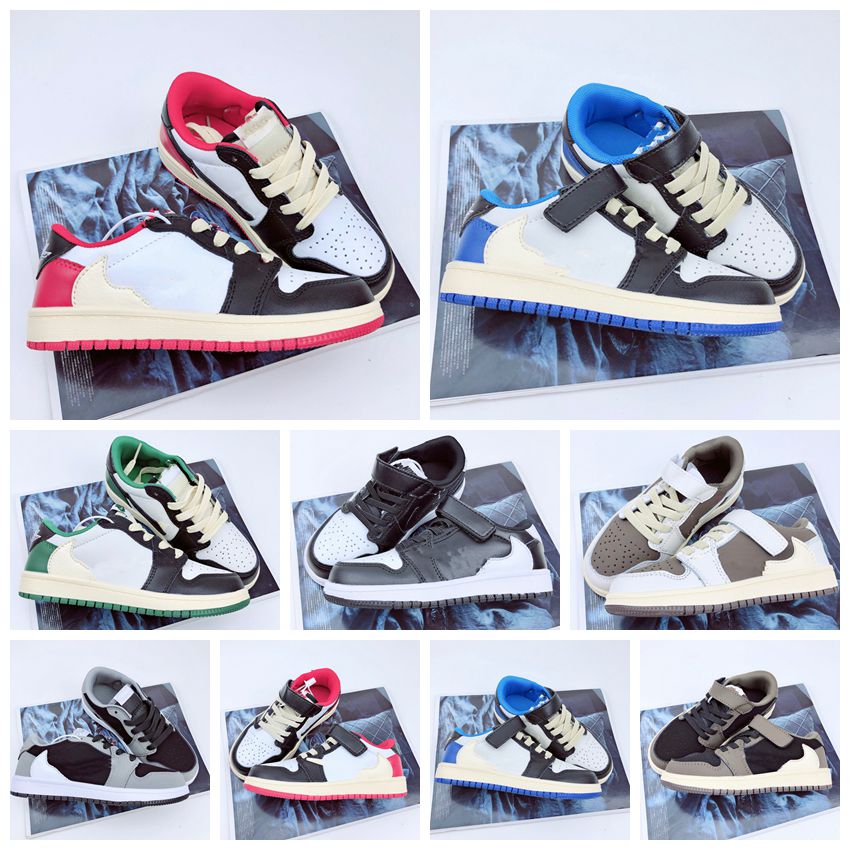 

Designer kid shoes trainers Infants Jumpman 1s Toddler 1 low opposite reverse Basketball Shoes Athletic back hook blue red Athletics Boys Girl sports Sneakers 24-30, #9