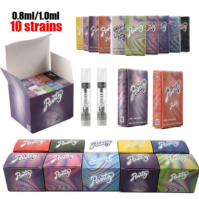 

New Press Runtz Vape Cartridges Atomizer 0.8ml 1ml Ceramic Empty Carts Glass Tank 510 Thread Vape Cartridge Packaging Thick Oil Dab Vaporizer