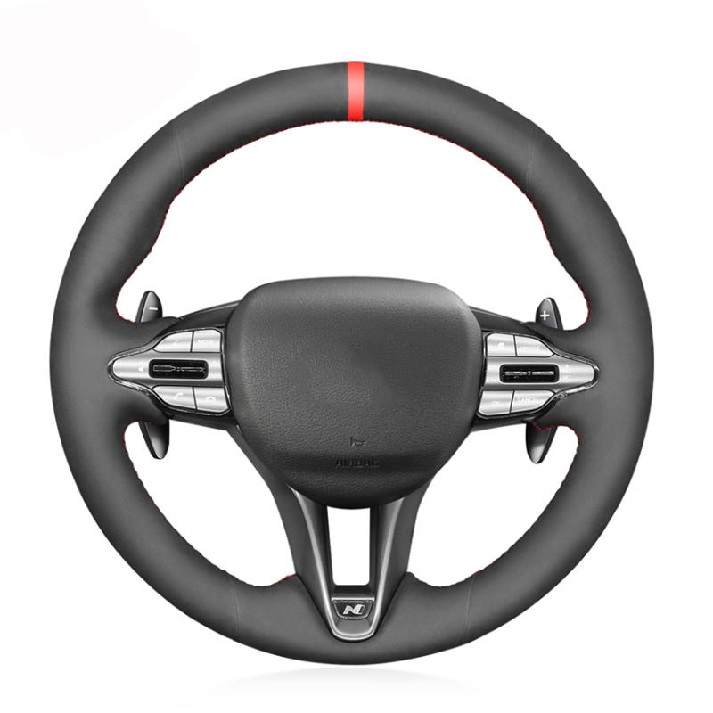 

Steering Wheel Covers Hand-stitched Black Suede No-slip Car Cover For I30 N 2022 Veloster 2022Steering CoversSteering
