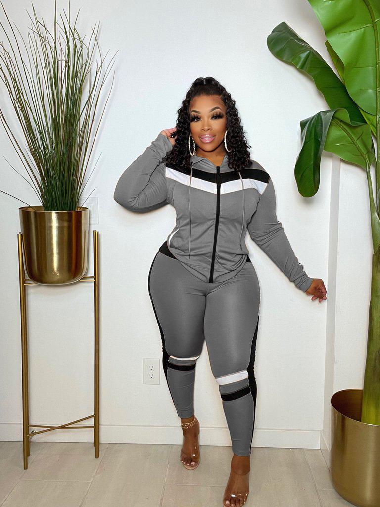 

Women' Two Piece Pants Felyn 2022 Elegant Fashion Design 2 Pcs Tracksuits Women Set Patchwork Hooded Tops Long Casual Elastic Outfits, Black