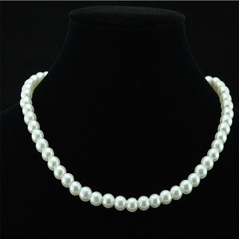 

Classic Elegant White 7.5 mm Diameter Pearl Necklace for Women Men Girls Teens Wedding Banquet Necklaces Trend