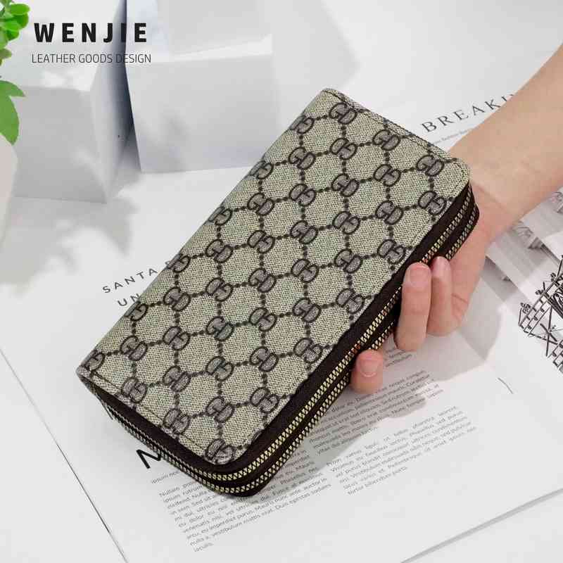 

New Style Wallet double zipper flower handbag women's long large capacity mobile phone bag Coin purses wallet Purses_7DV4, Navy blue
