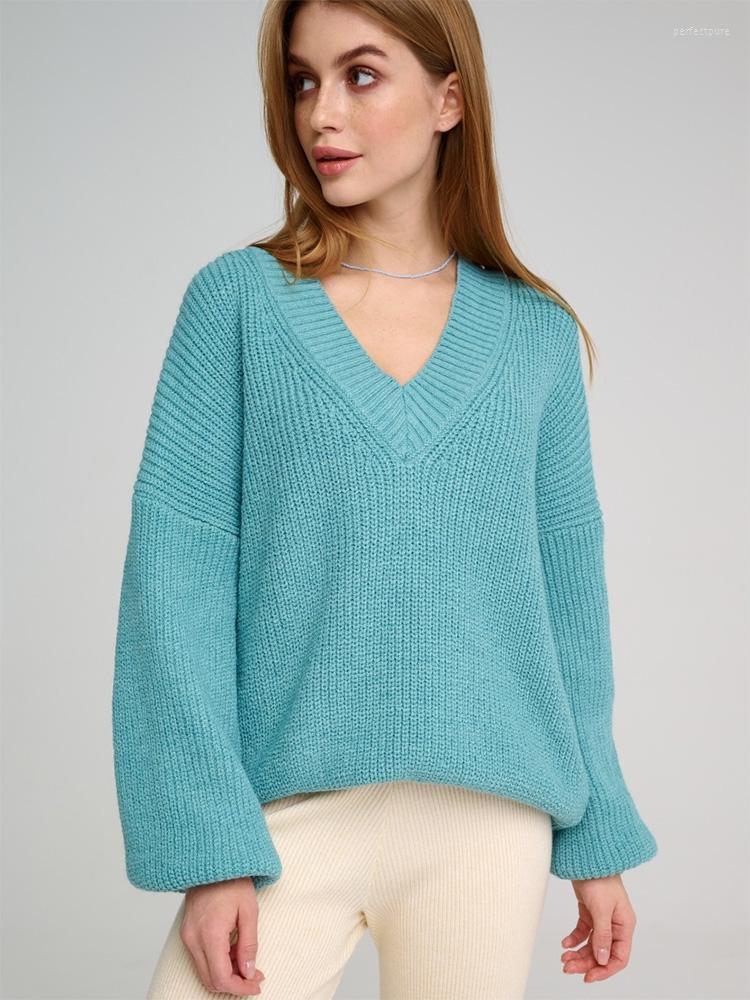 

Women' Sweaters Autumn Winter Women Sweater Pullovers Heavy Yarn V-neck Thicken Warm Solid High Quality Casual PulloversWomen' Perf22, Yellow