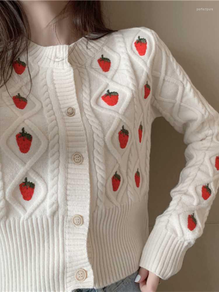 

Women's Knits & Tees Hsa Cute Strawberry Kintted Long Sleeve Loose Single Breasted Coat Women Autumn Fashion Slim Chic Cardigan Sweater Stre, Lm19878-j beige