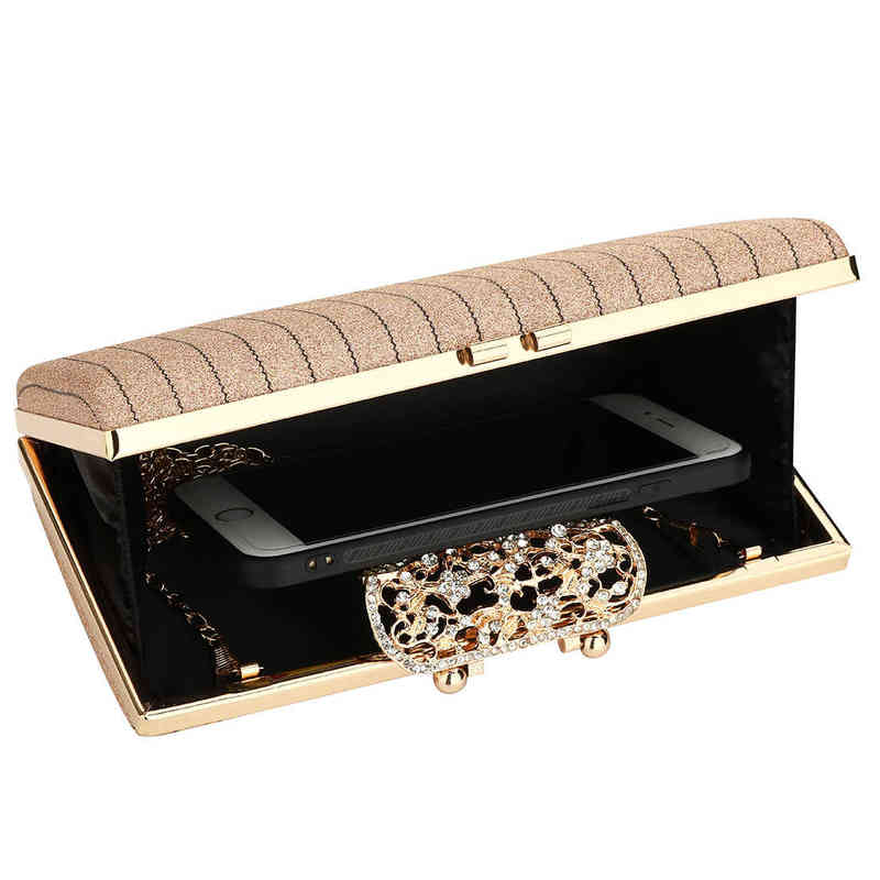 

NXY Evening Bags Fashion Rhinestone Clutch Party Night Crossbody With Chain Butterfly Pattern Sequined Luxury Sac Main Femme Purse 220506, Black