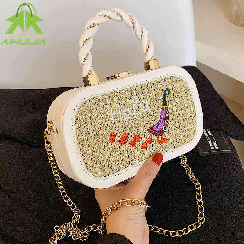 

Shopping Bags Fashion Embroidery Ladies Straw Bohemia Hand Made Weave Handbags Summer Beach Rattan Travel Shoulder Messenger 220323, Pink