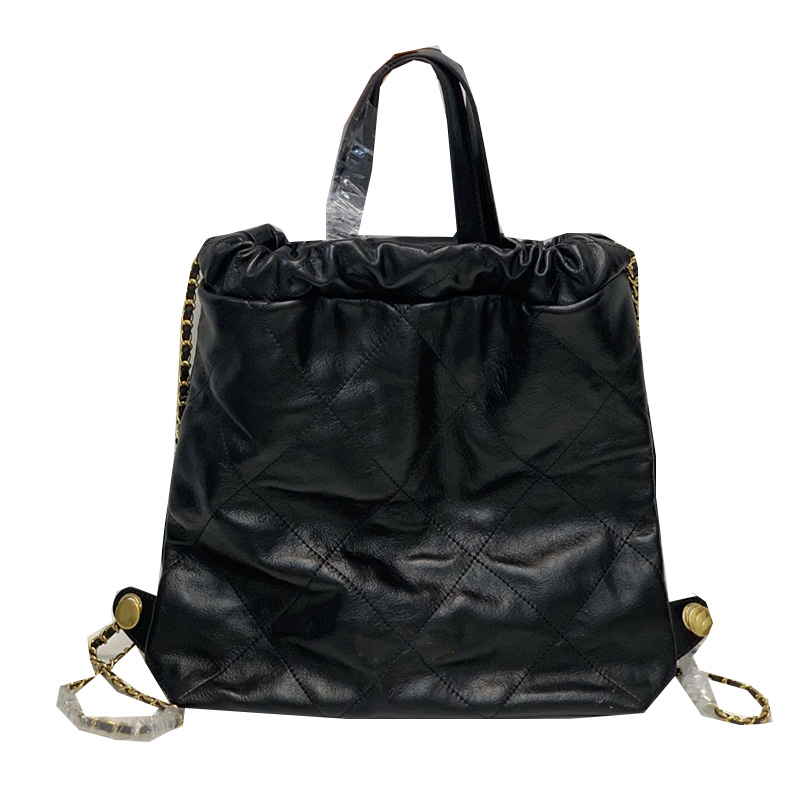 

2022Ss Womens Calfskin Genuine Leather Backpack Bags Black Top Handle Tote Outdoor Sacoche Quilted Large Capacity Luxury Designer Travel Luggage Handbags 37*26CM, Box