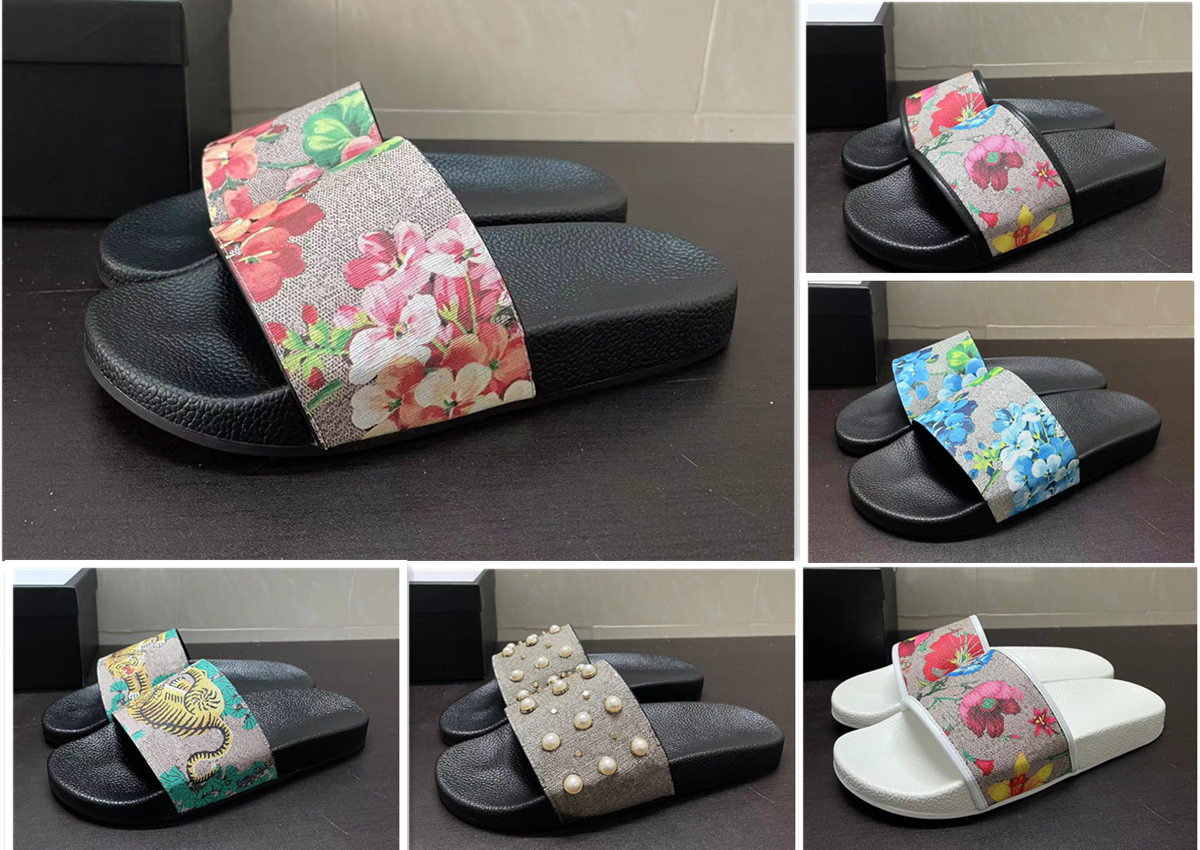 

10A Highest quality Studded leather slippers women men sandals Slides Summer Fashion Indoor Wide Flat Flip Flop slide Slideshow With Box Size EUR35-45 G1-1, 8#