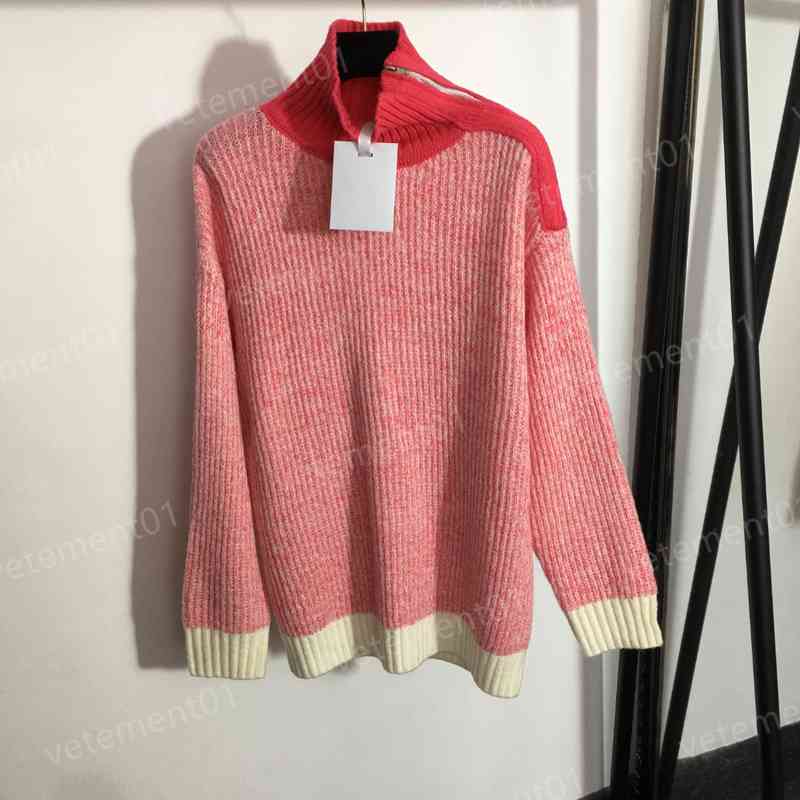 

Luxury Womens Sweaters Vest Side Zipper Slit Turtleneck Long-sleeve Pullover Sweater Tops Fashion Designer Women Sweater