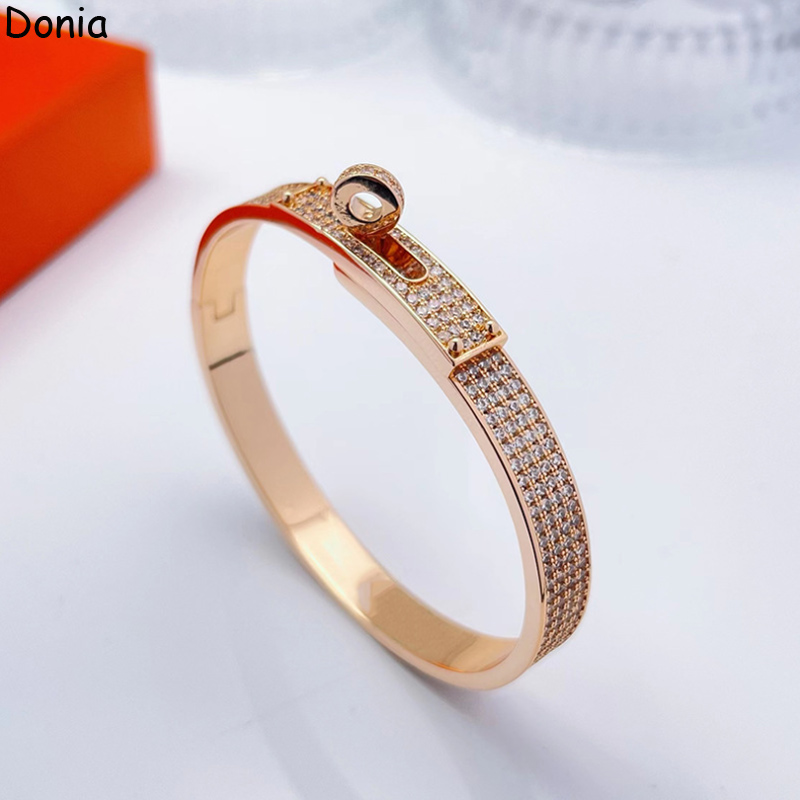 

Donia Jewelry pig nose bangle European and American fashion designers luxury exaggerated titanium steel micro-inlaid zircon gift box