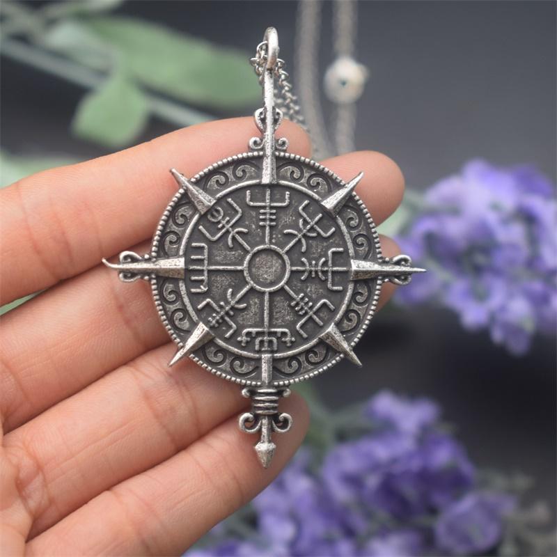 

Chains 12pcs Viking Odin Symbol Navigation Compass Cross Pendant Necklace Rune AmuletChains