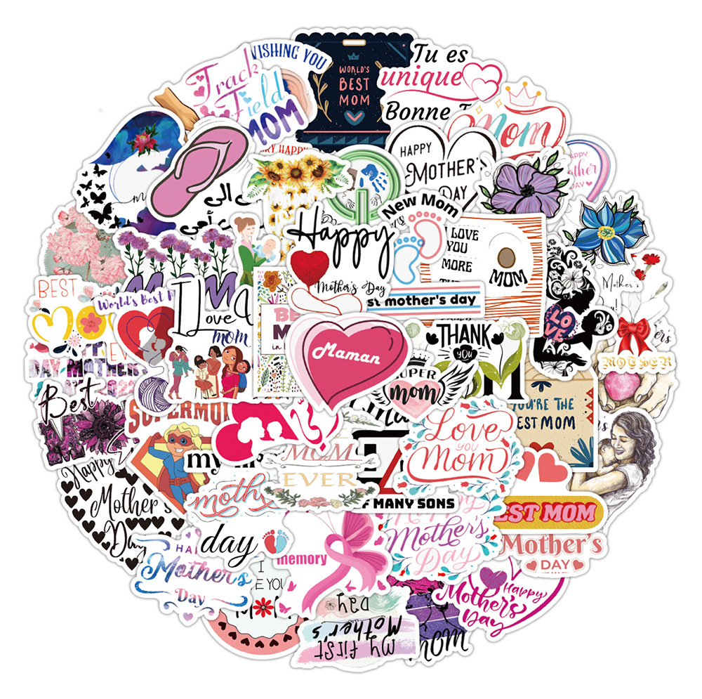 

50Pcs Mother's Day Stickers Non-Random For Car Bike Luggage Sticker Laptop Skateboard Motor Water Bottle Snowboard wall Decals Kids Gifts, Multi-color