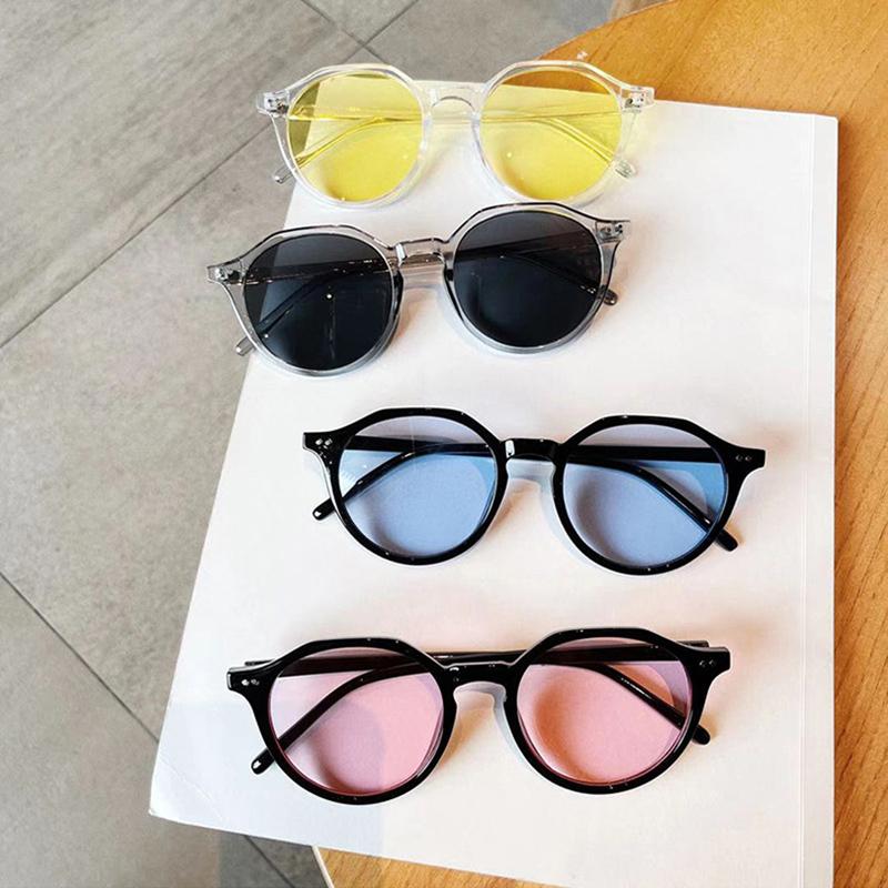 

Sunglasses SO&EI Retro Rivets Decorative Round Women Fashion Clear Ocean Lens Eyewear Shades UV400 Men Trending Sun Glasses