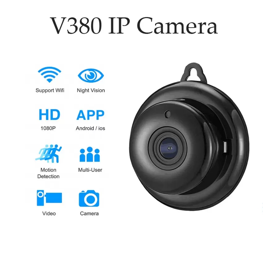 

IP Camera Wifi Mini HD1080P Home Security Wireless Small CCTV Infrared Night Vision Motion Detection SD Card Slot Audio V380 APP with Retail box