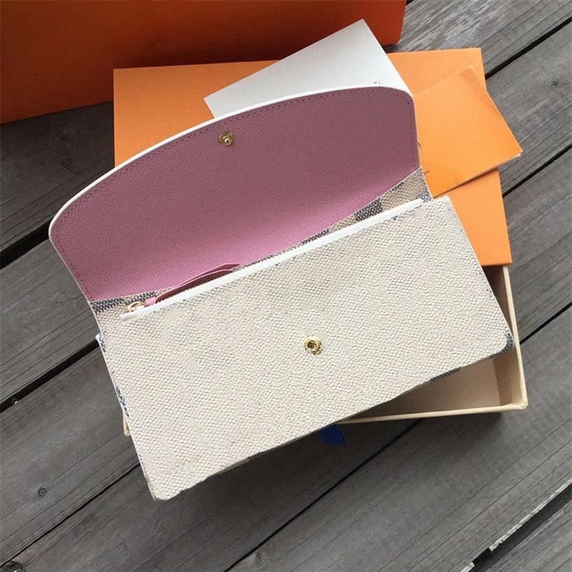 

high quality designer wallet Emilie pures long luxury fashion women leather old flower white plaid bag 61u2#267N